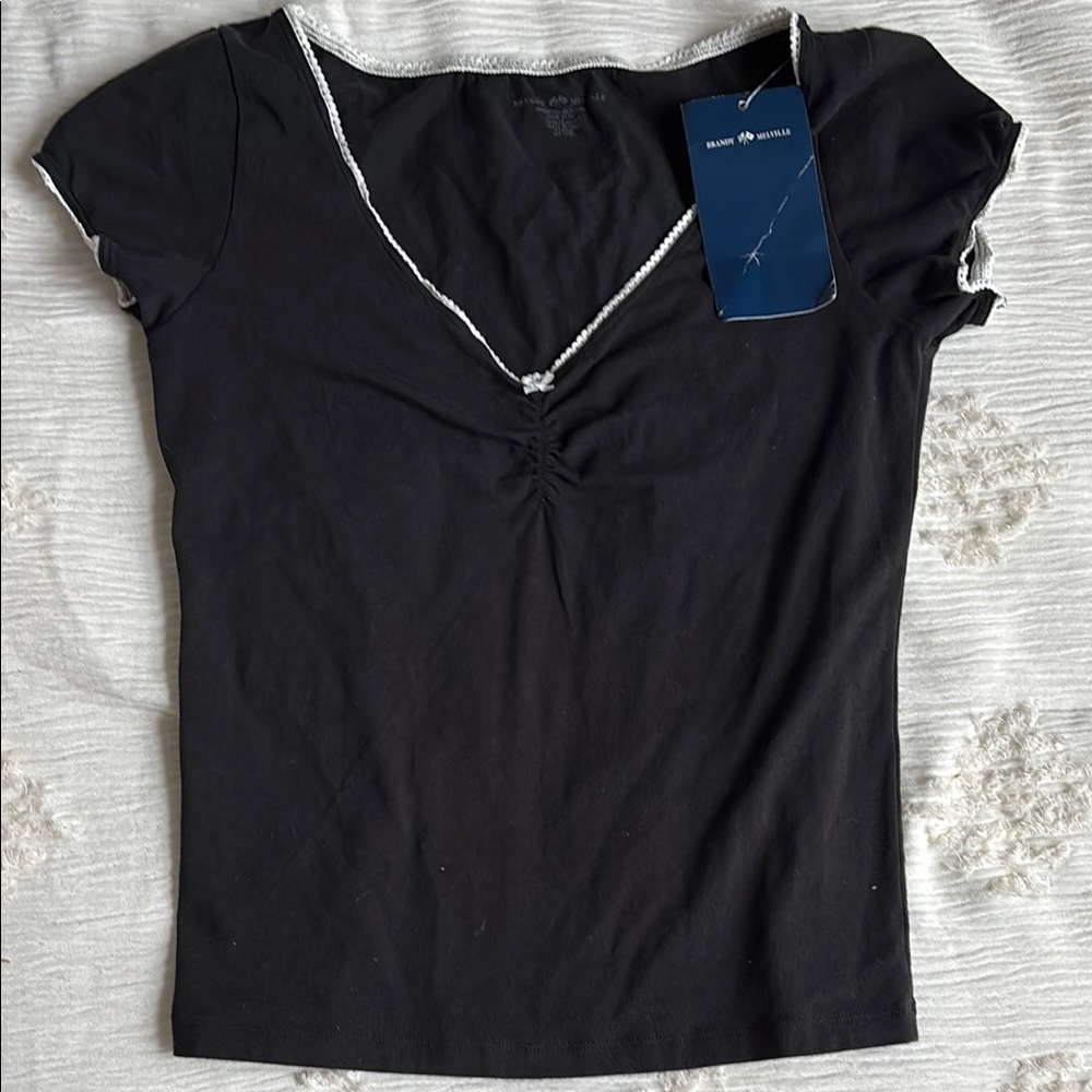 Black Short Sleeve Bow Brandy Melville Top